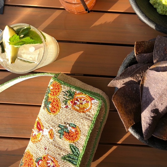 Beaded aperol spritz Shoulder Bag in Beige and Orange - Handmade - Picture 3 of 3